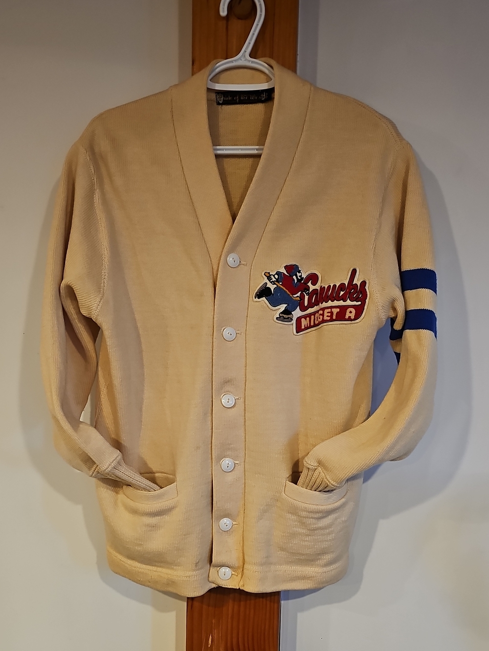 Vintage 1950s/60s Pride of the West Canucks Midget A Hockey Varsity Cardigan